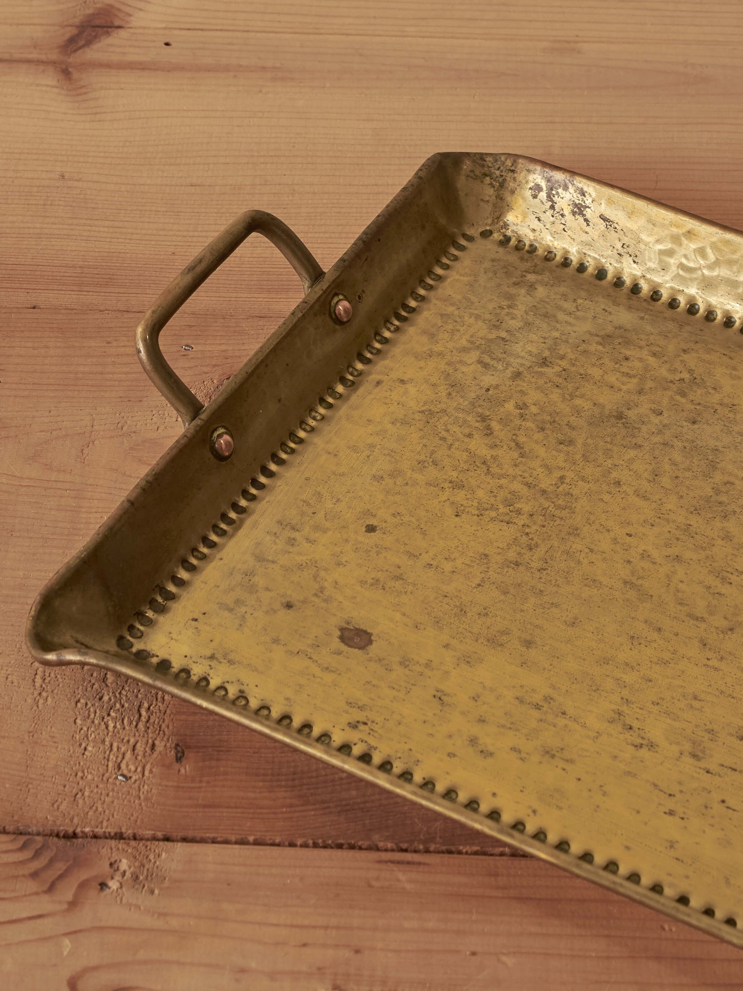 Arts and Crafts hammered brass tray