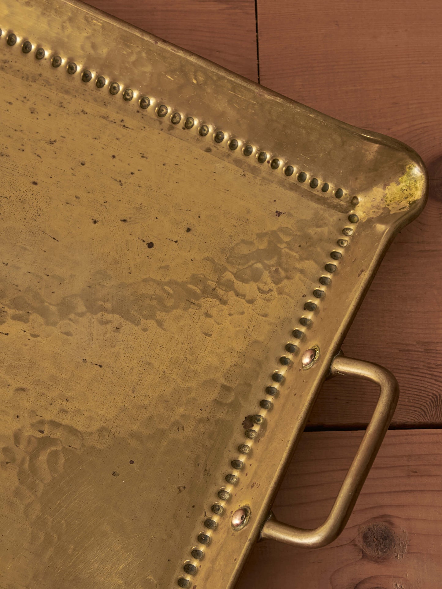 Arts and Crafts hammered brass tray