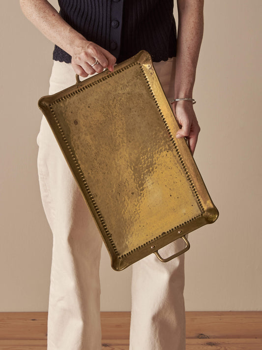 Arts and Crafts hammered brass tray
