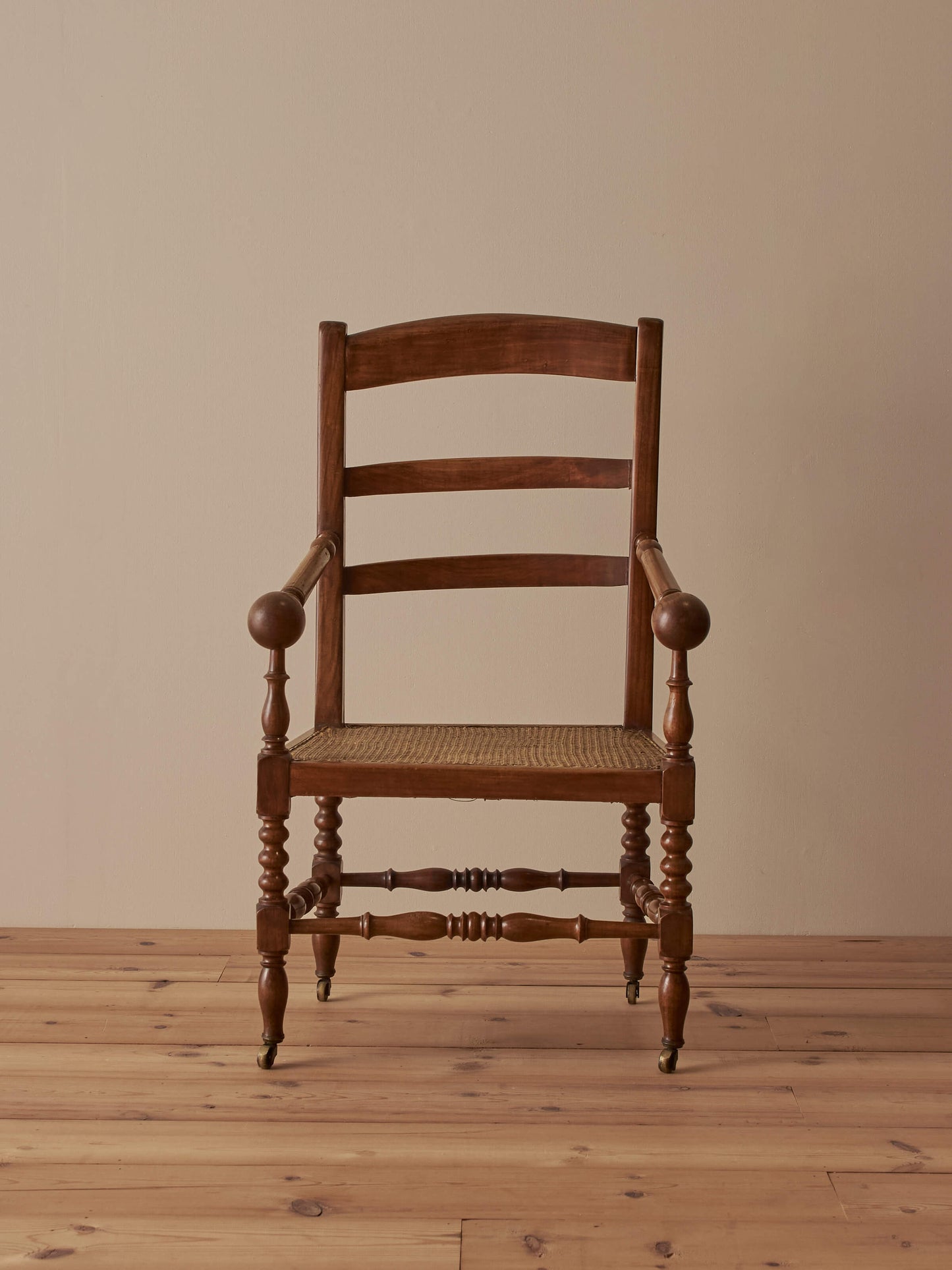 French antique cane chair on castors