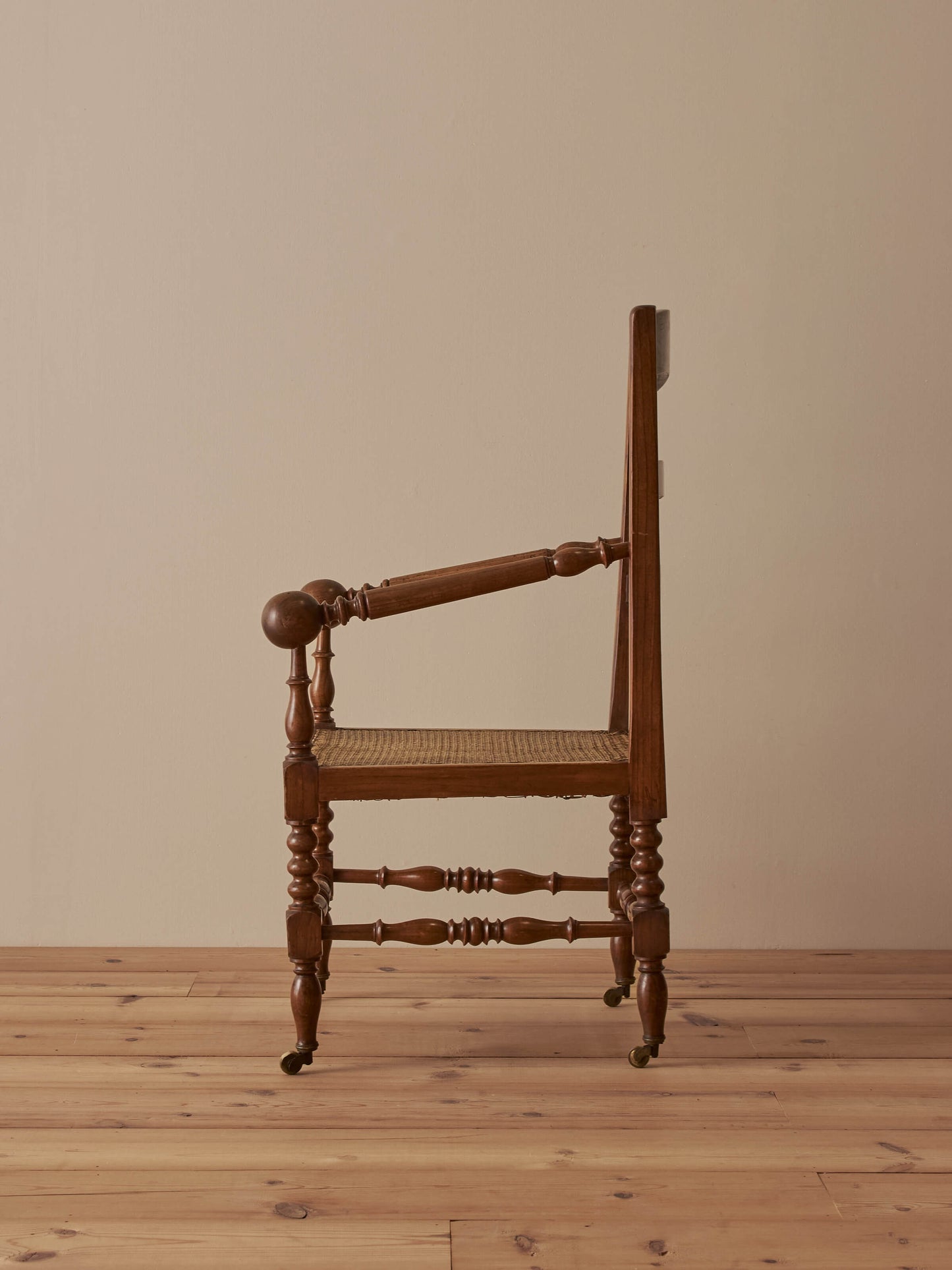 French antique cane chair on castors