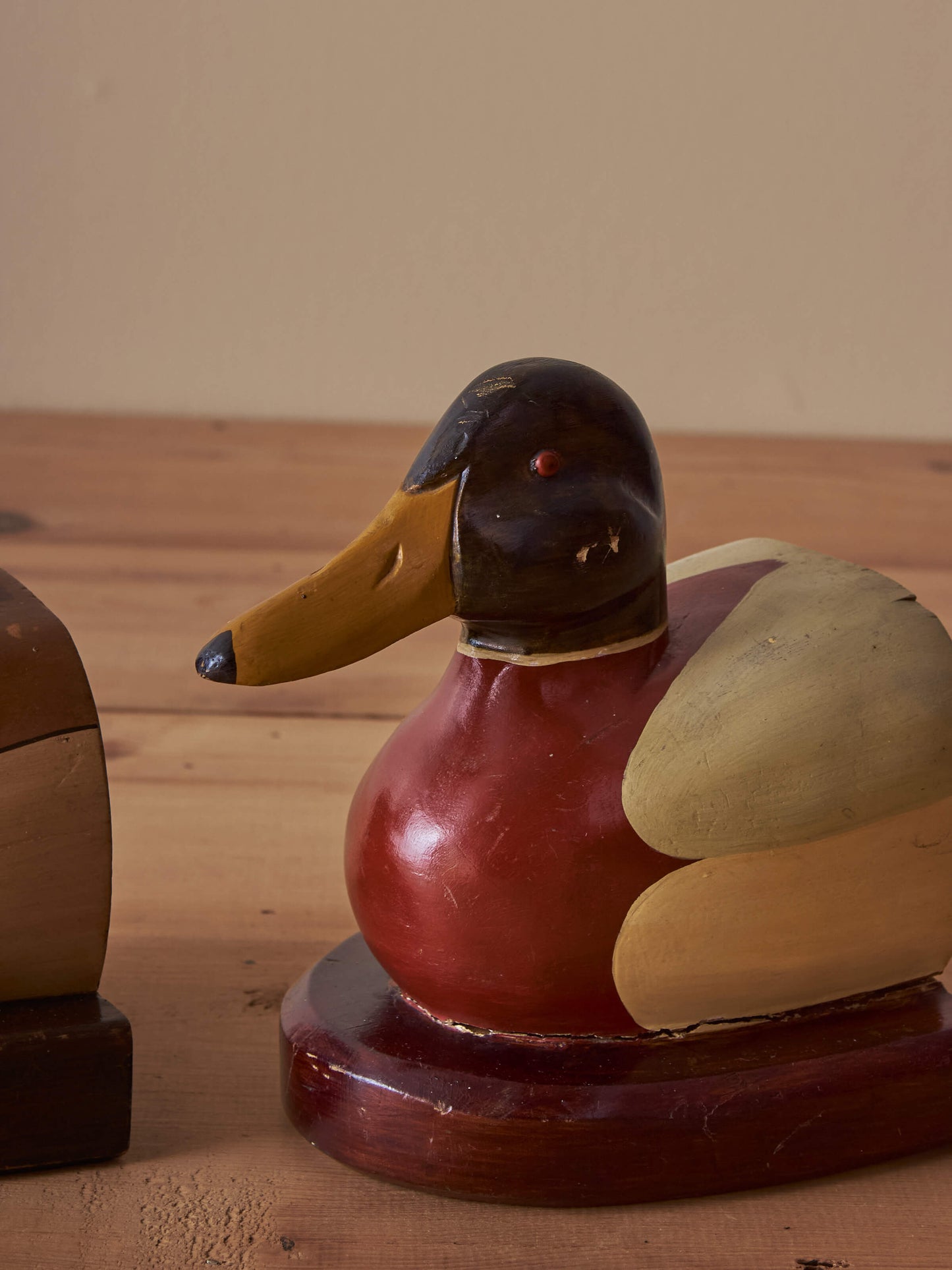 Pair of vintage wooden duck bookends