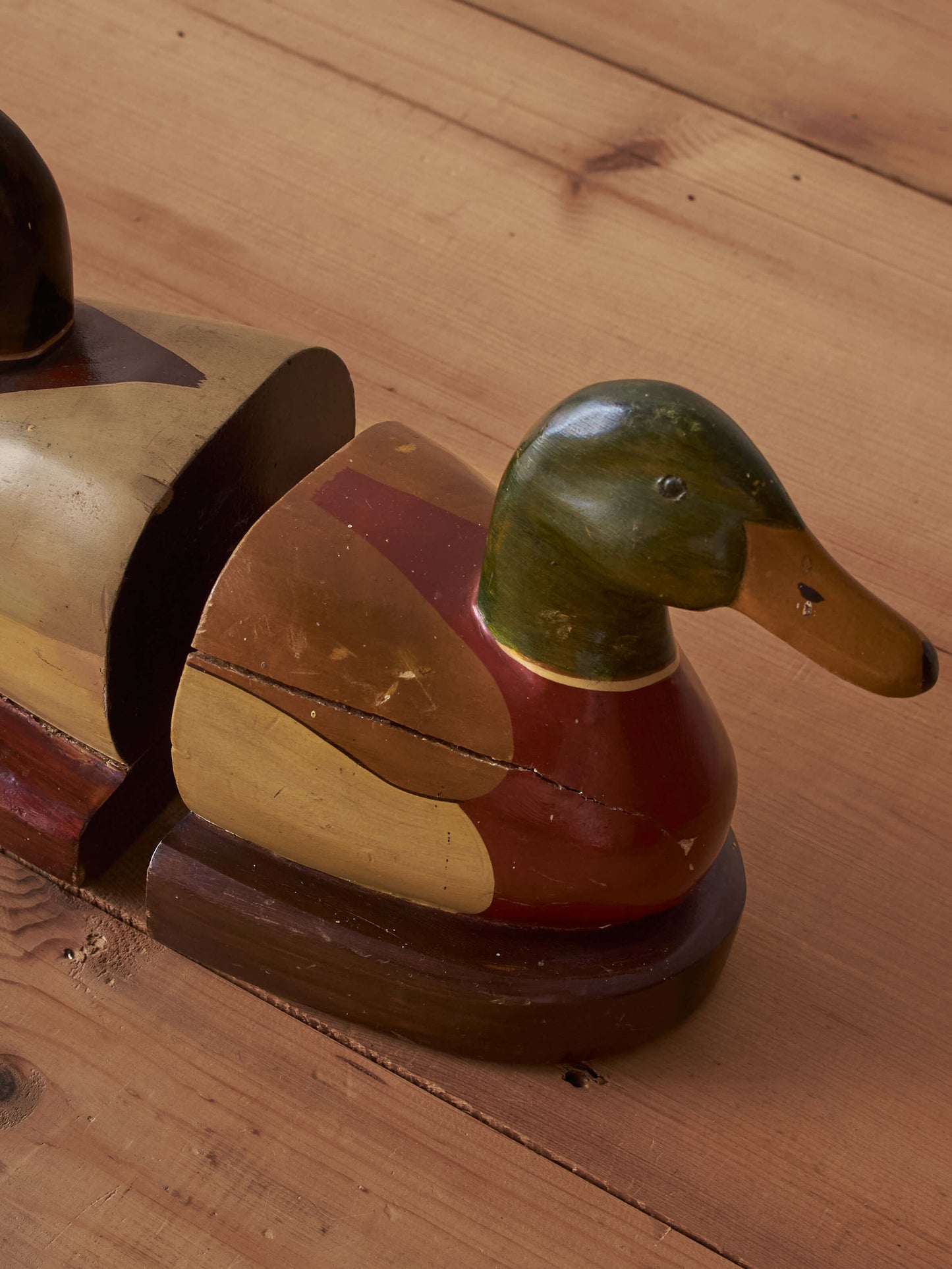 Pair of vintage wooden duck bookends