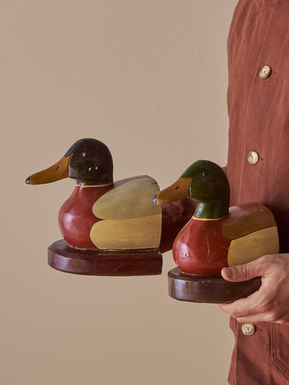 Pair of vintage wooden duck bookends