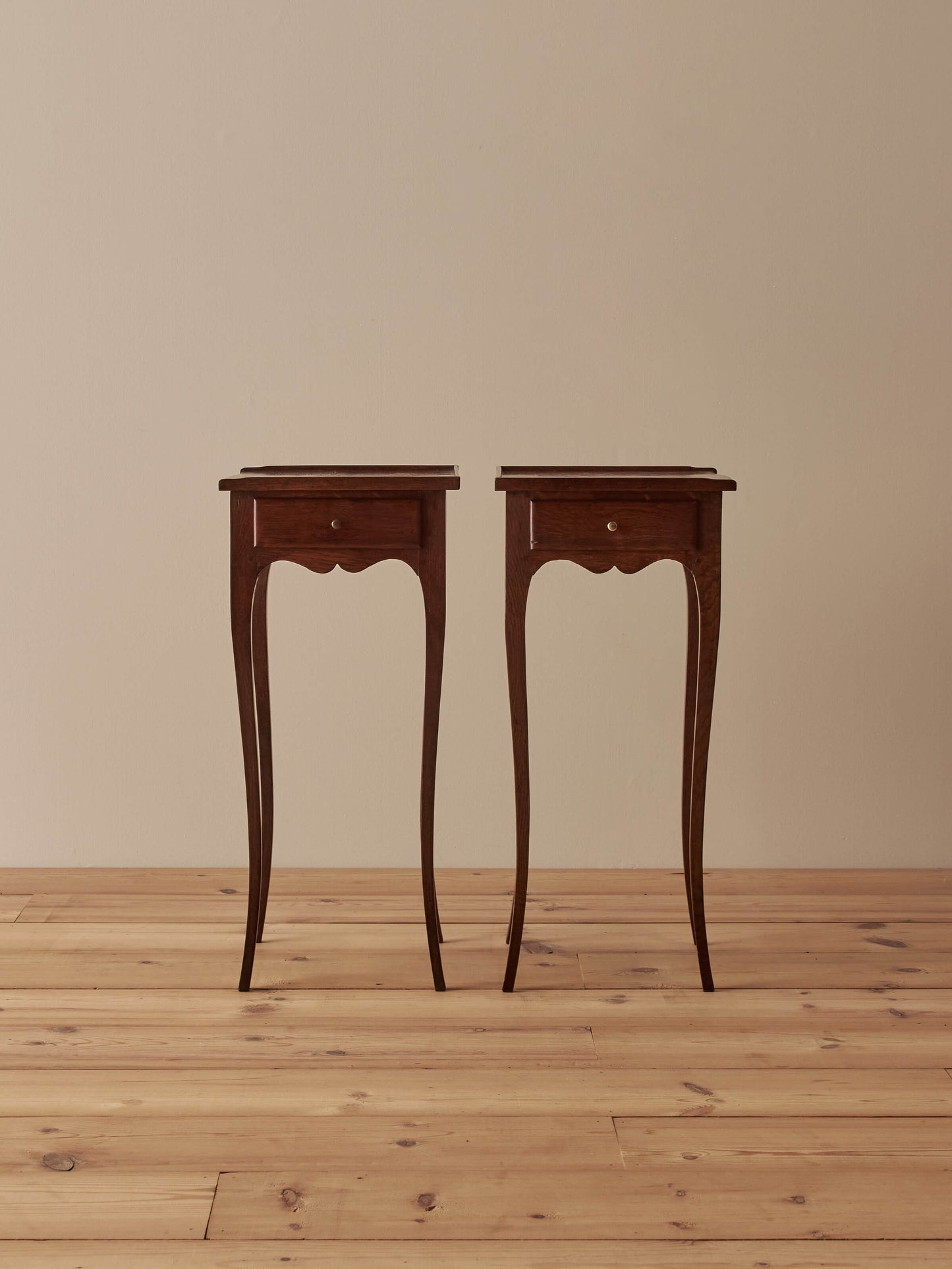 Pair of French vintage oak bedside tables