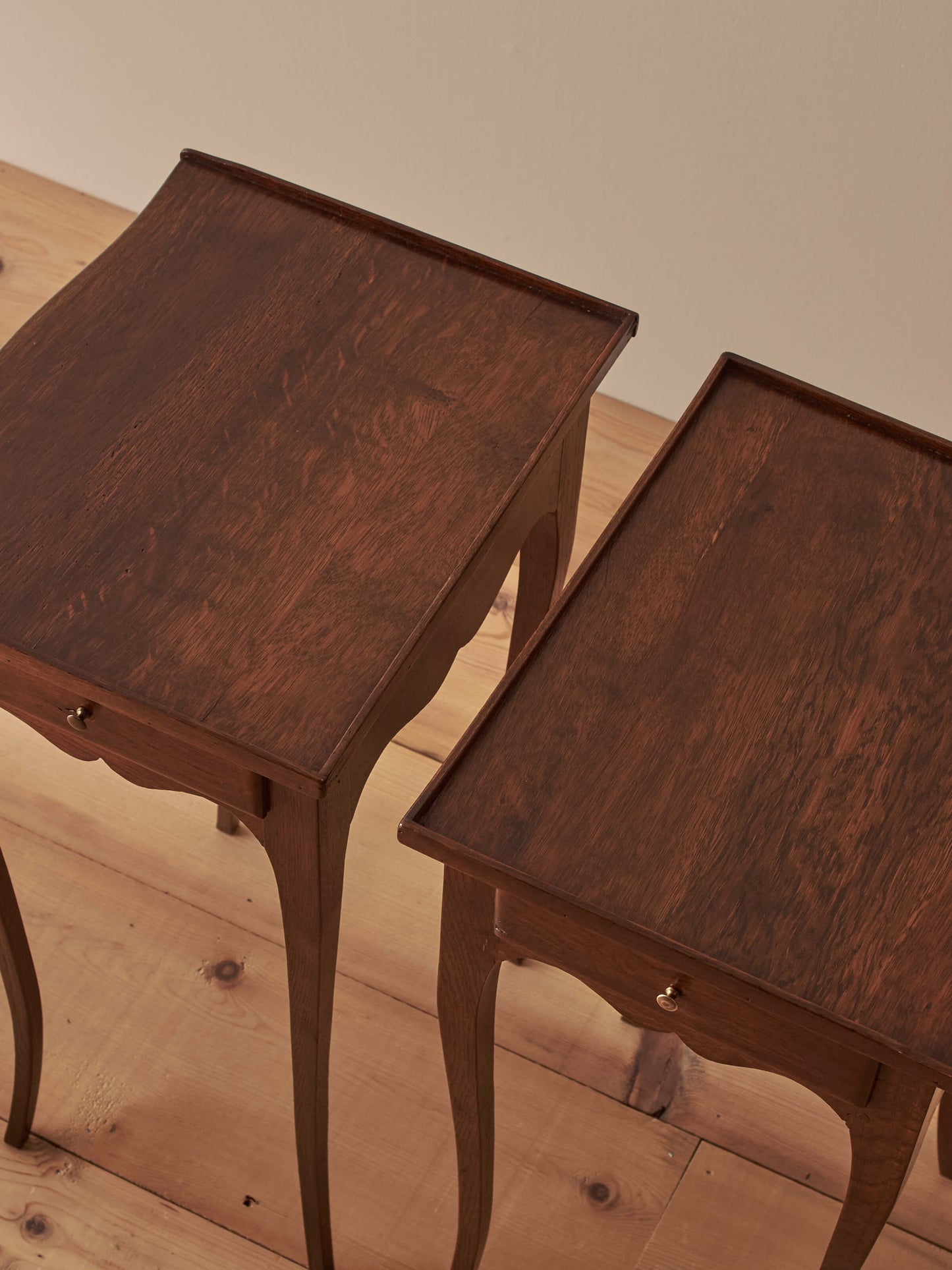 Pair of French vintage oak bedside tables
