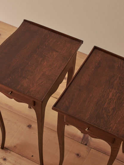 Pair of French vintage oak bedside tables