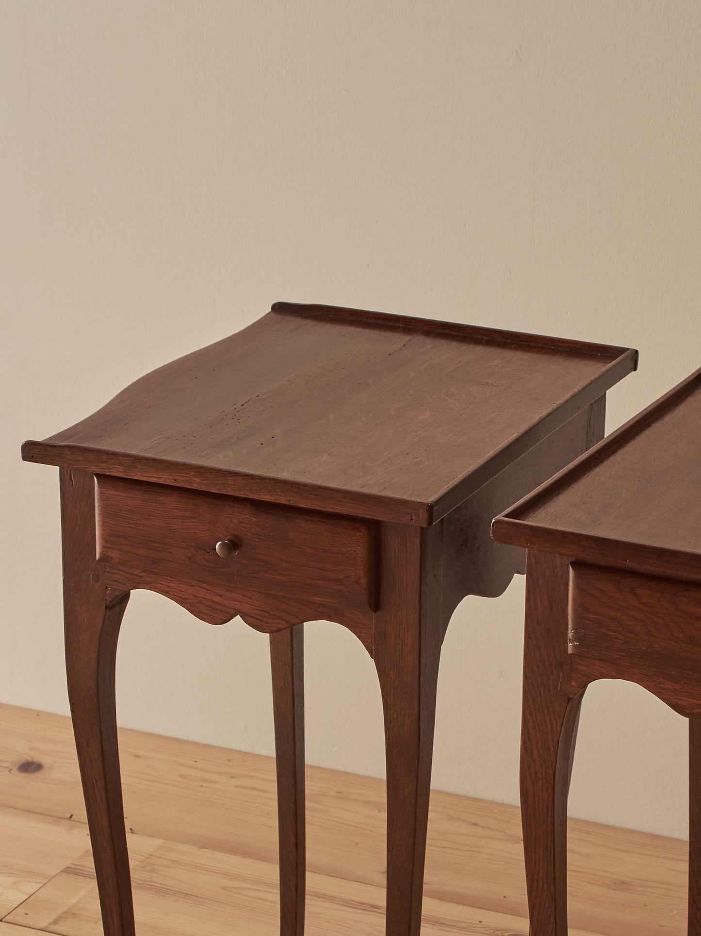 Pair of French vintage oak bedside tables