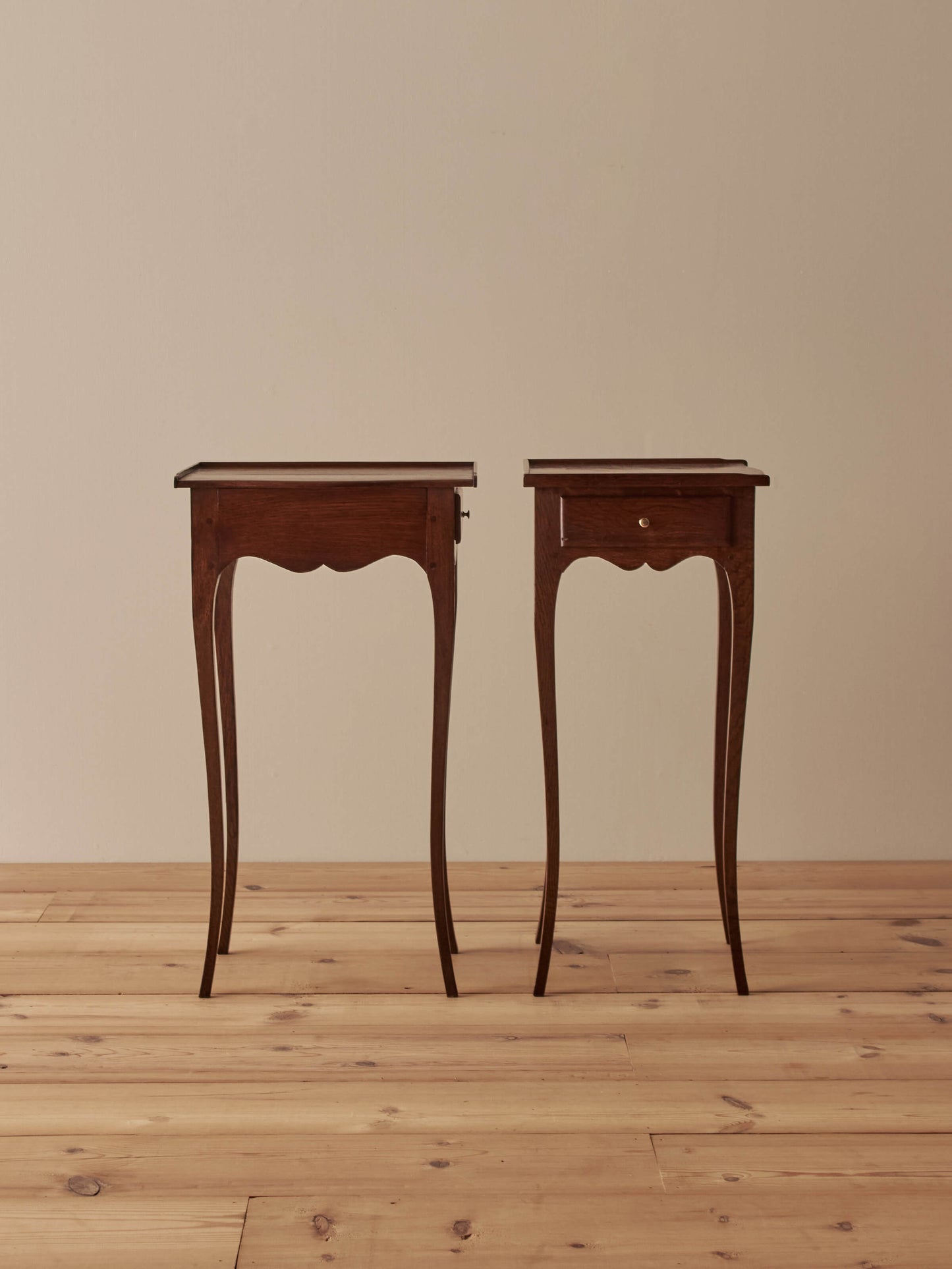 Pair of French vintage oak bedside tables