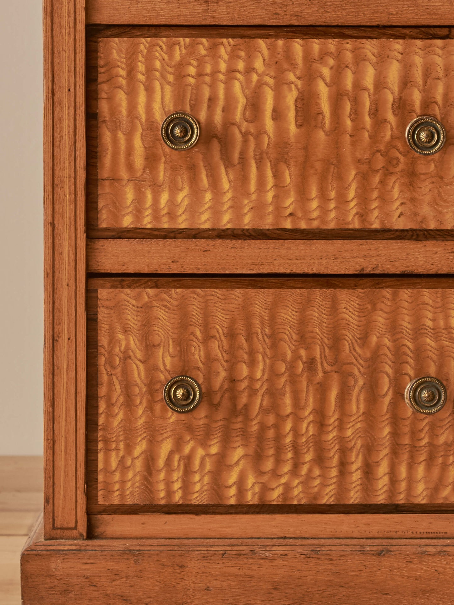 Antique Japanese ash pedestal desk on castors