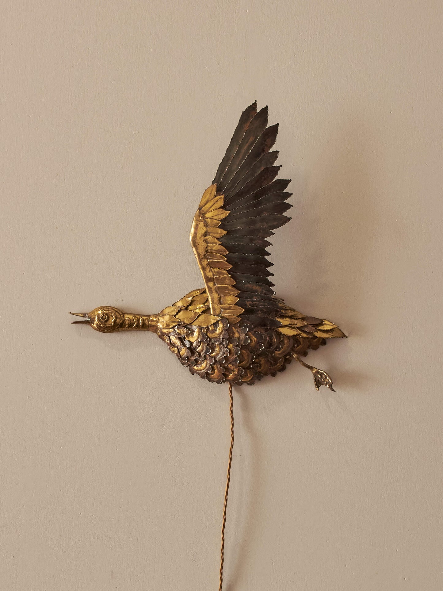 Italian brass and metal bird wall light by P.Mas Rossi
