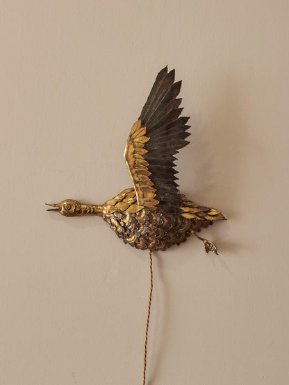 Italian brass and metal bird wall light by P.Mas Rossi
