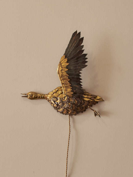 Italian brass and metal bird wall light by P.Mas Rossi