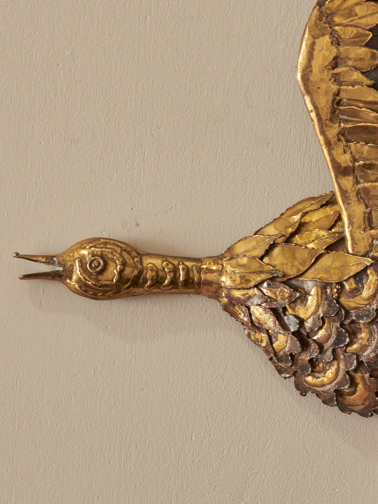 Italian brass and metal bird wall light by P.Mas Rossi
