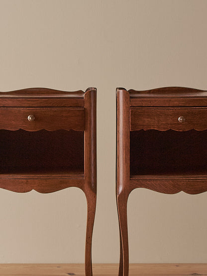 ON HOLD Pair of French oak vintage bedside tables