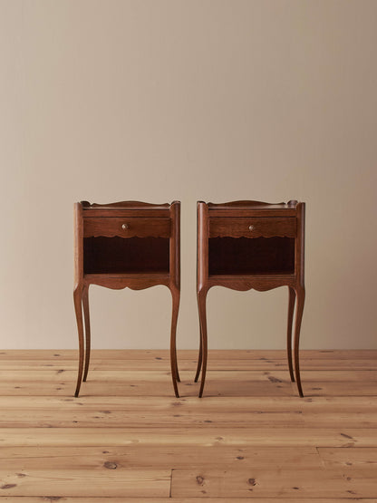 ON HOLD Pair of French oak vintage bedside tables