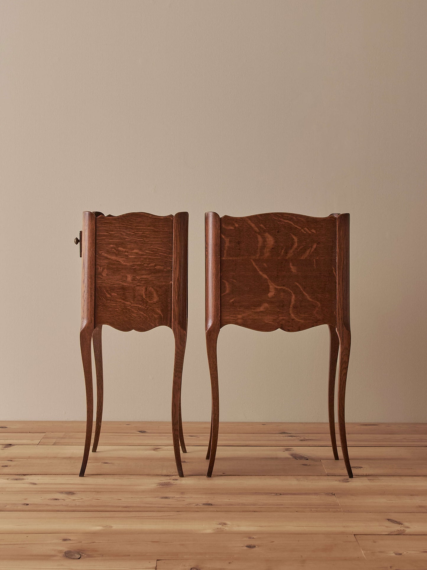 ON HOLD Pair of French oak vintage bedside tables