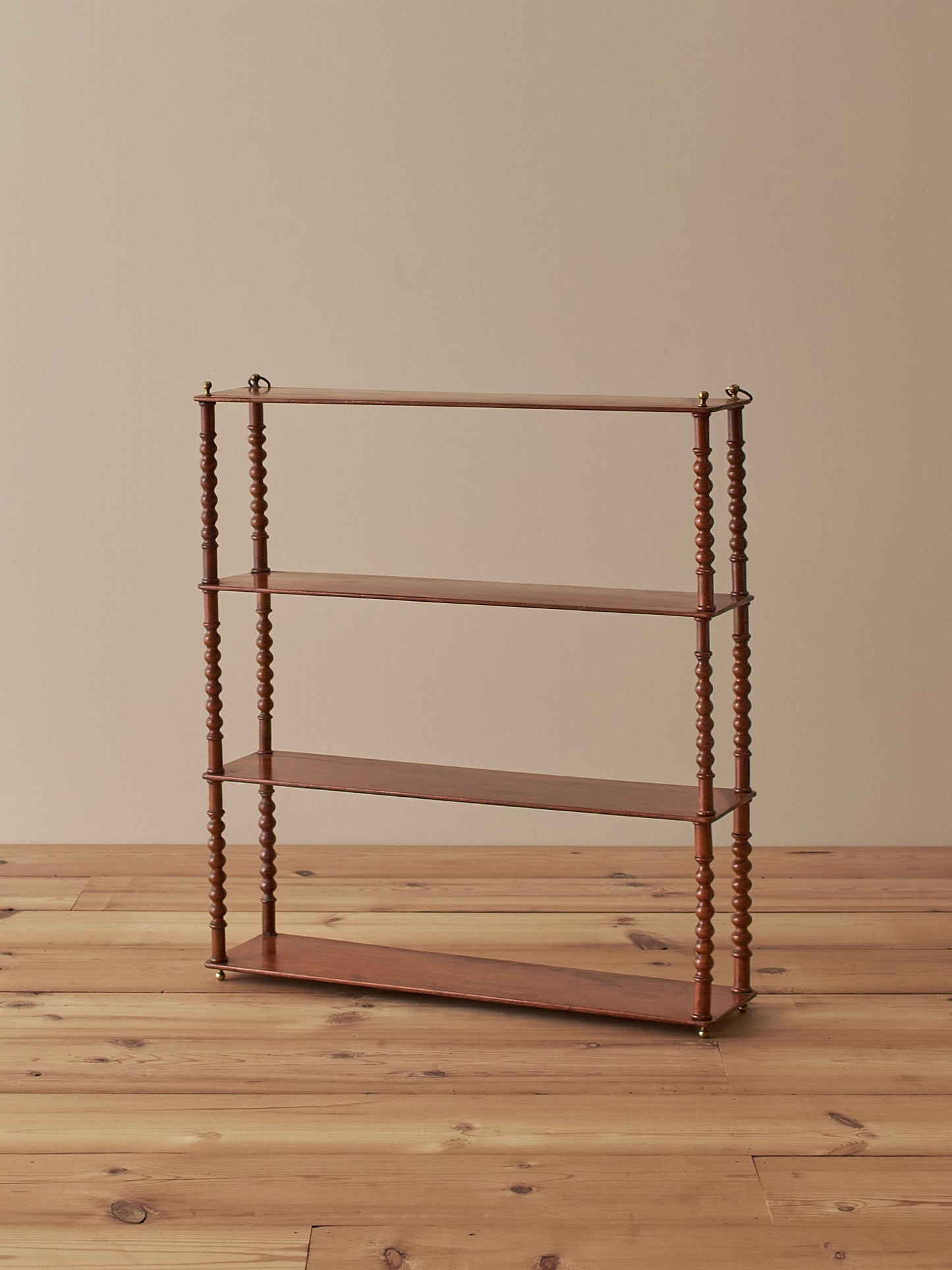 Antique French mahogany bobbin wall-shelf