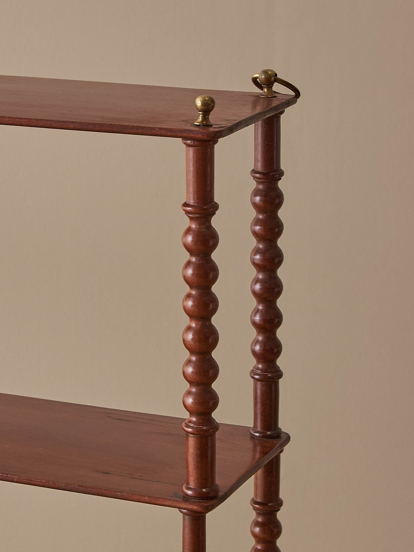 Antique French mahogany bobbin wall-shelf