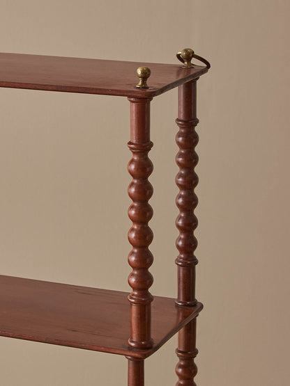 Antique French mahogany bobbin wall-shelf