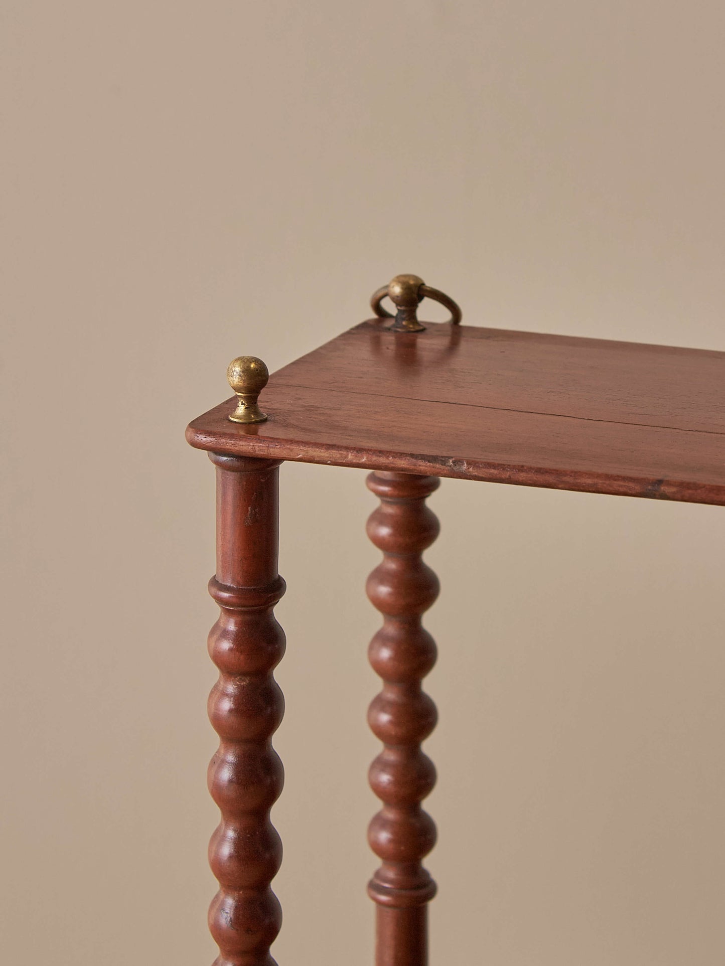 Antique French mahogany bobbin wall-shelf