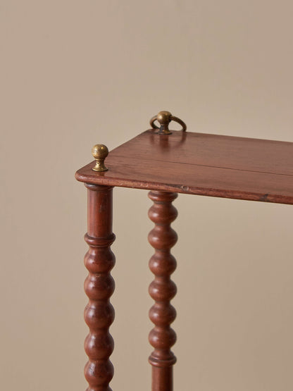 Antique French mahogany bobbin wall-shelf