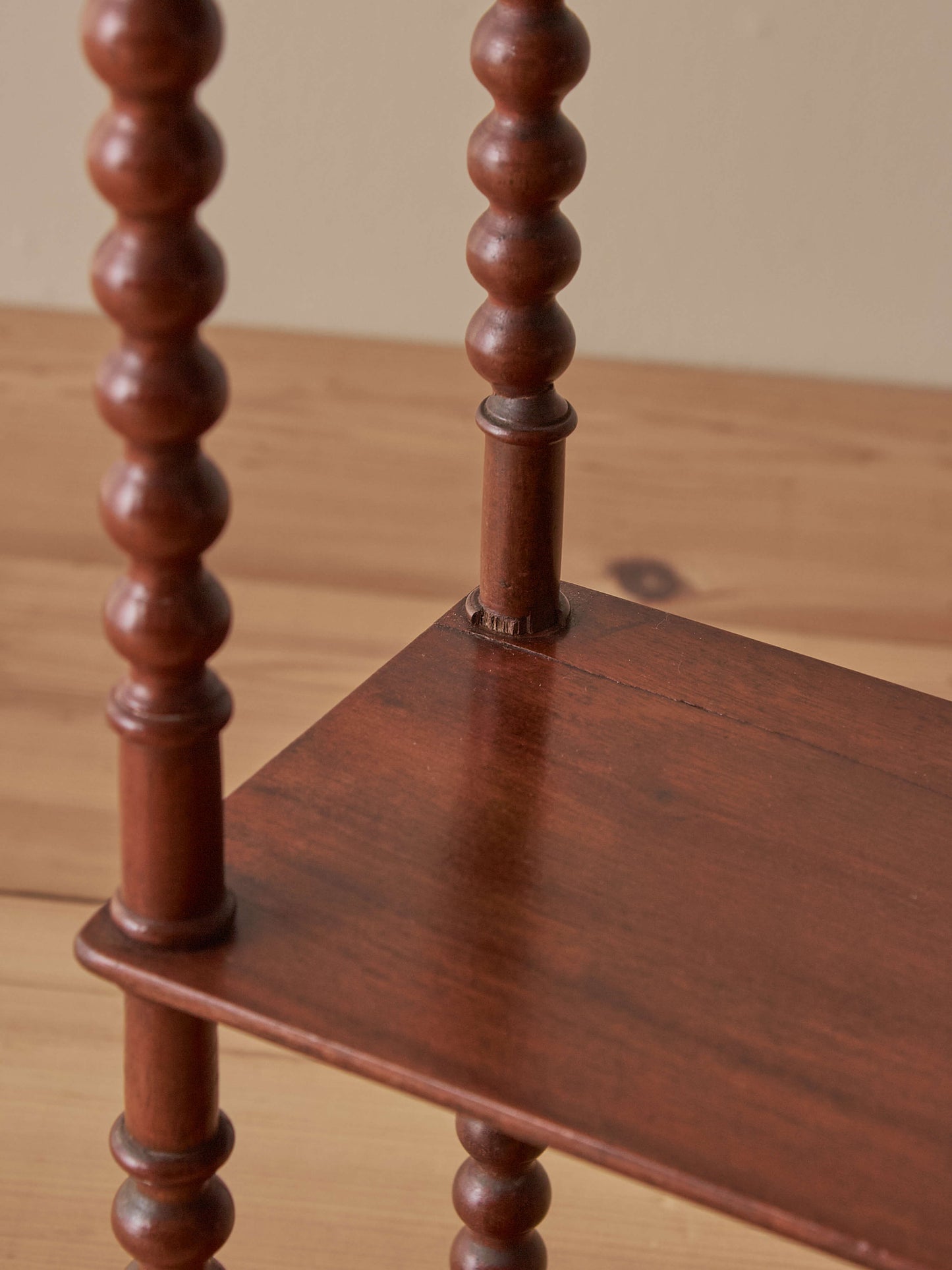 Antique French mahogany bobbin wall-shelf