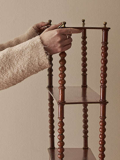 Antique French mahogany bobbin wall-shelf