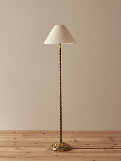 Mid-century brass twisted floor lamp