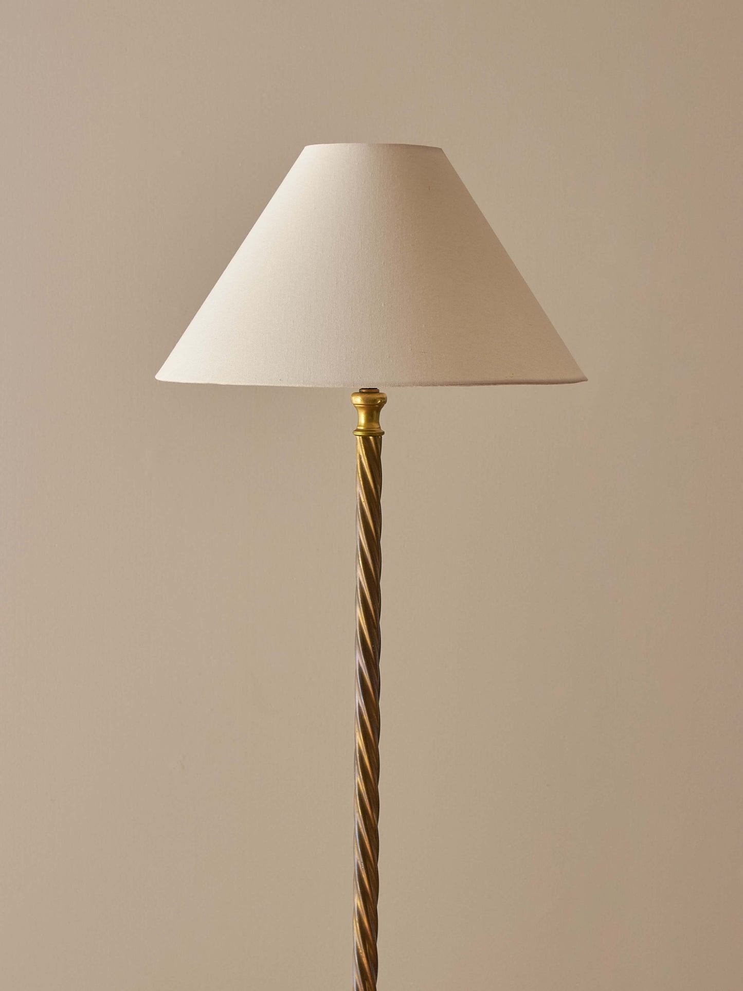 Mid-century brass twisted floor lamp