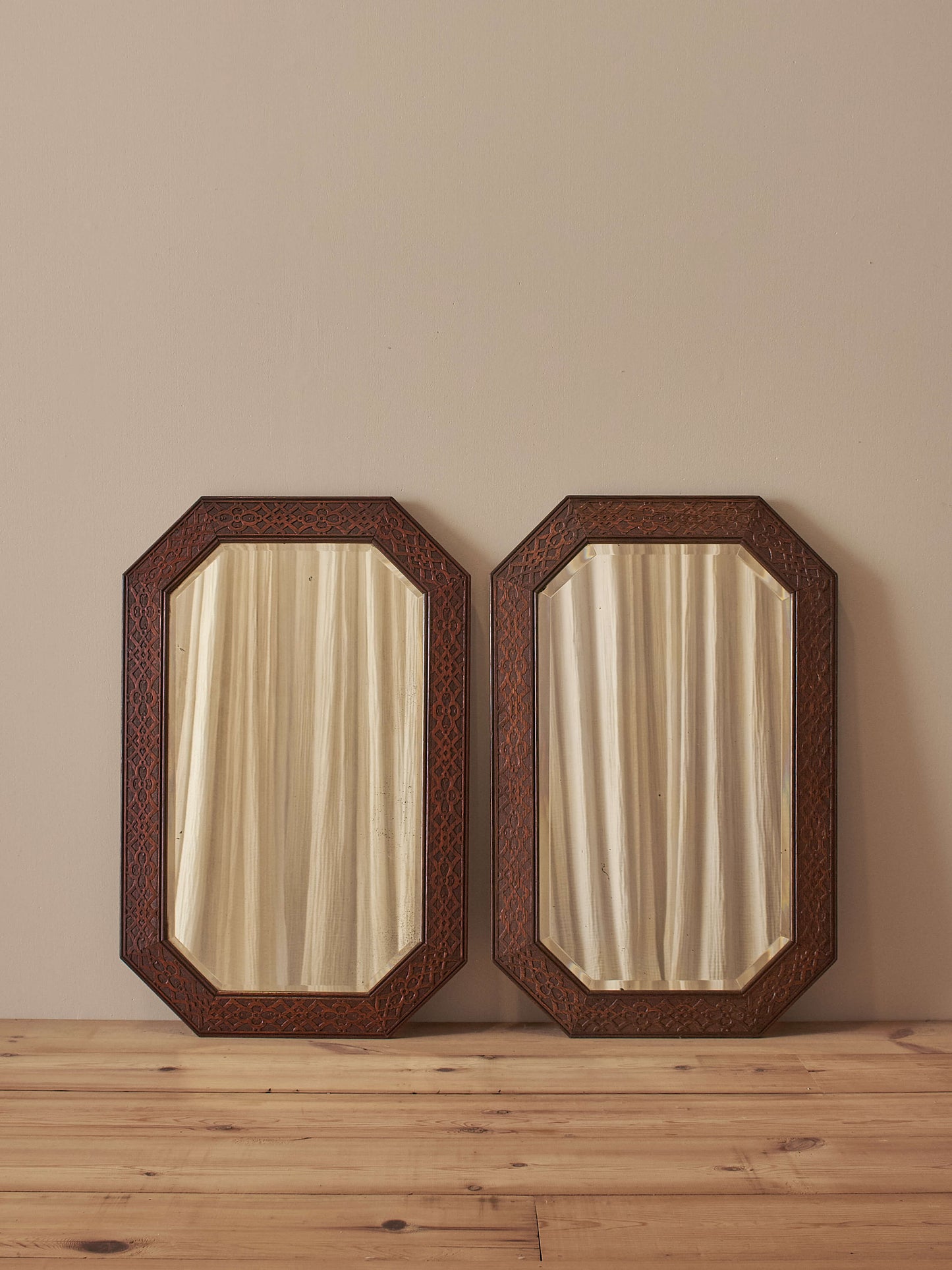 Pair of Edwardian carved mirrors