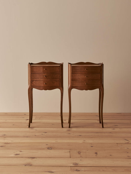 Pair of French vintage oak bedside tables