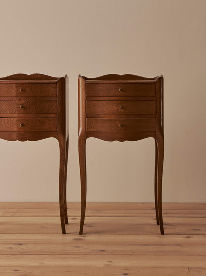 Pair of French vintage oak bedside tables