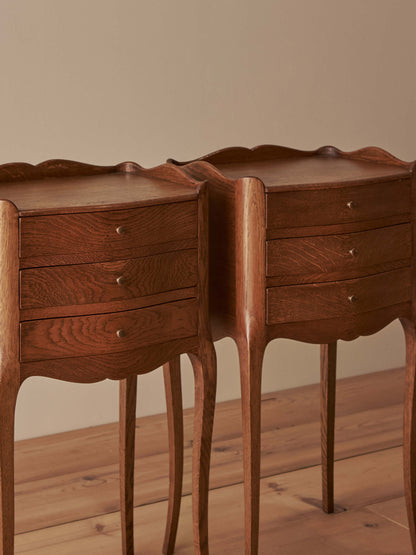 Pair of French vintage oak bedside tables
