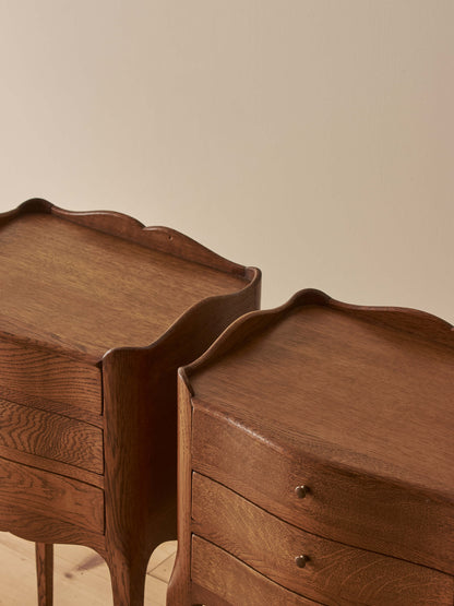 Pair of French vintage oak bedside tables