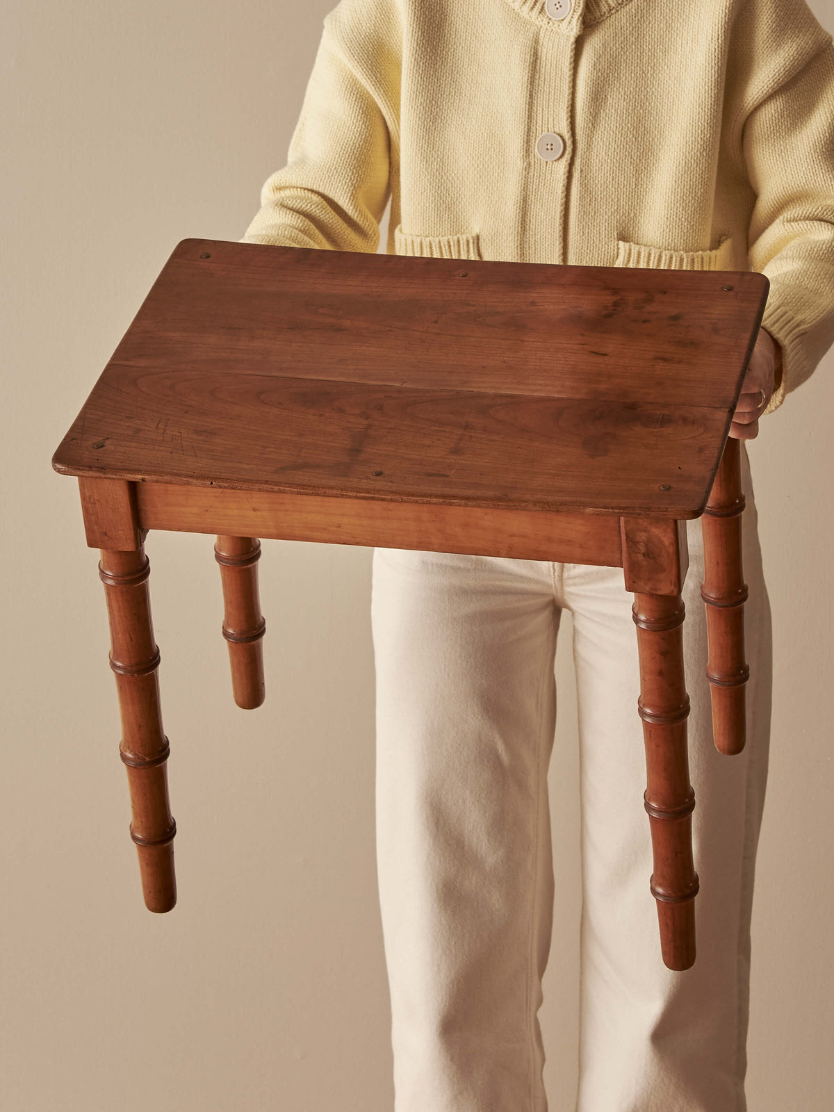 Mid-century French faux bamboo side table