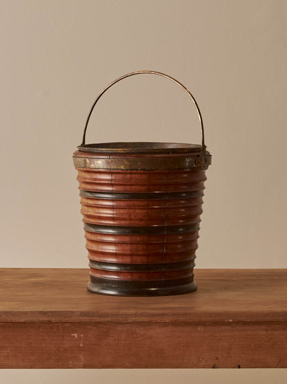19th-century antique coopered peat bucket