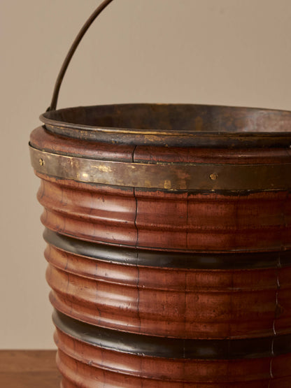 19th-century antique coopered peat bucket
