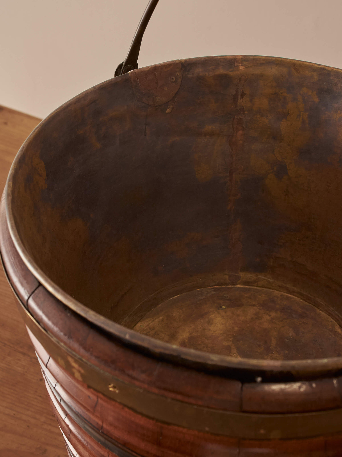 19th-century antique coopered peat bucket
