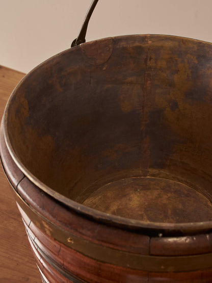 19th-century antique coopered peat bucket