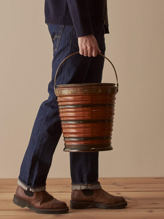19th-century antique coopered peat bucket