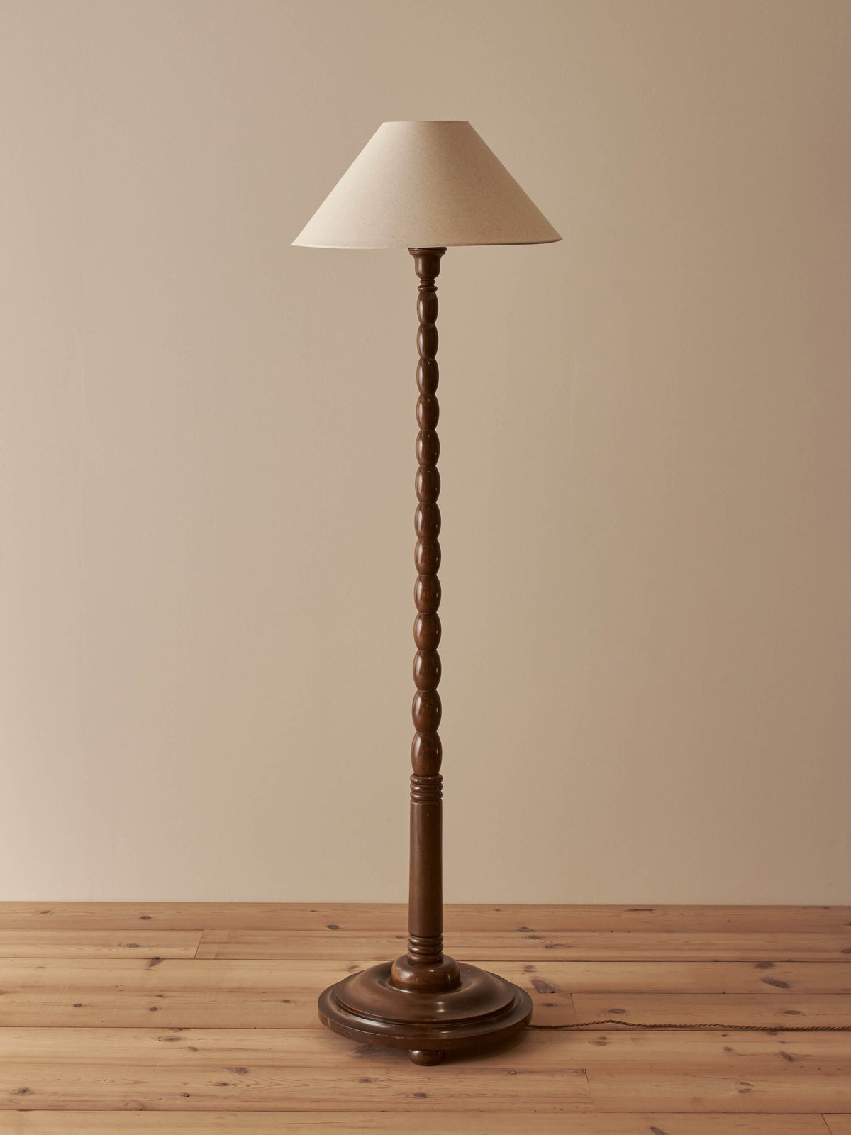 Mid-century beech bobbin floor lamp