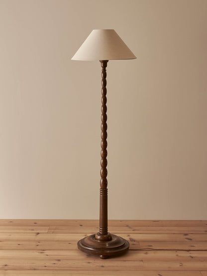 Mid-century beech bobbin floor lamp