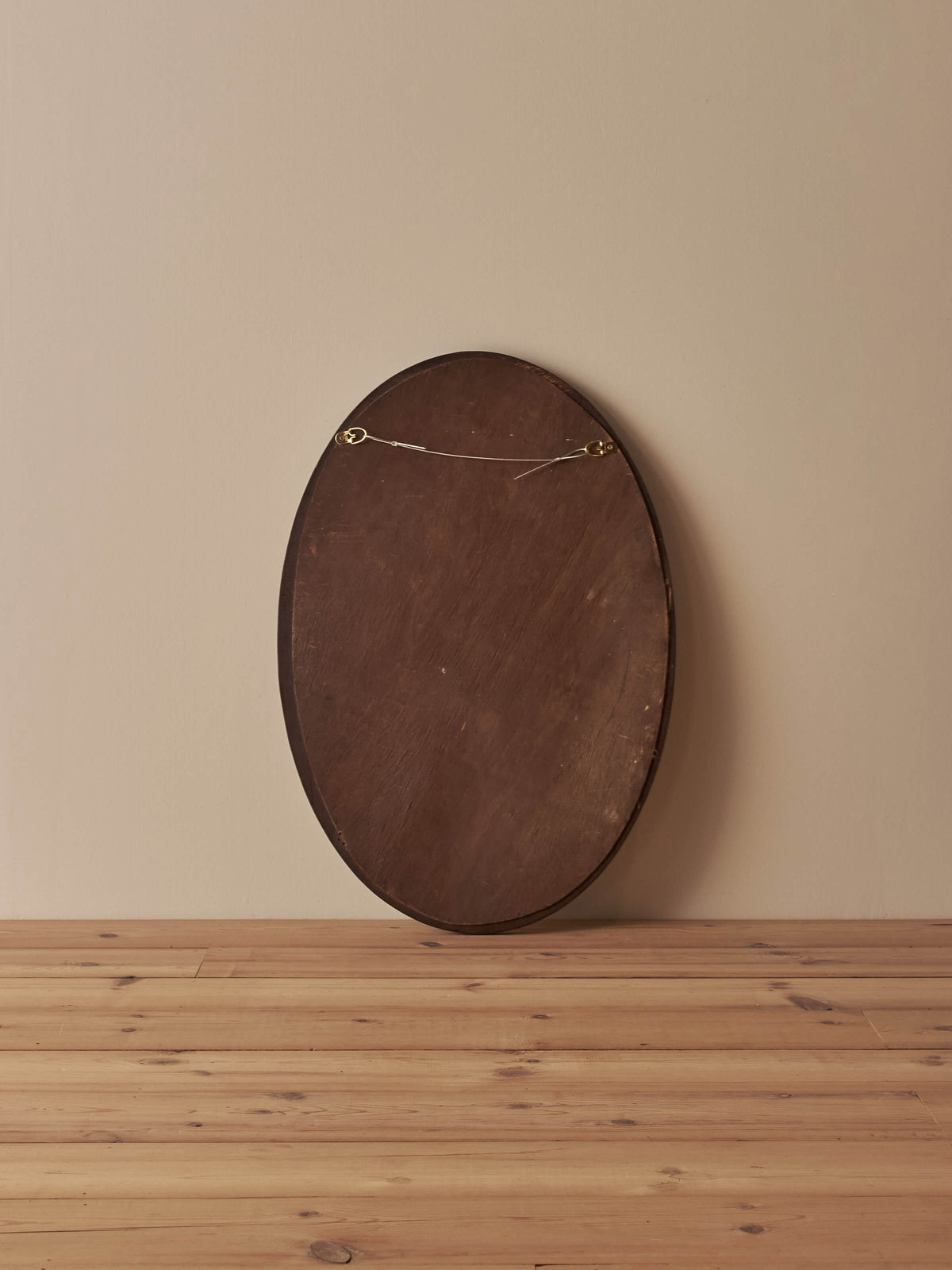 Art Deco oak oval bevelled mirror