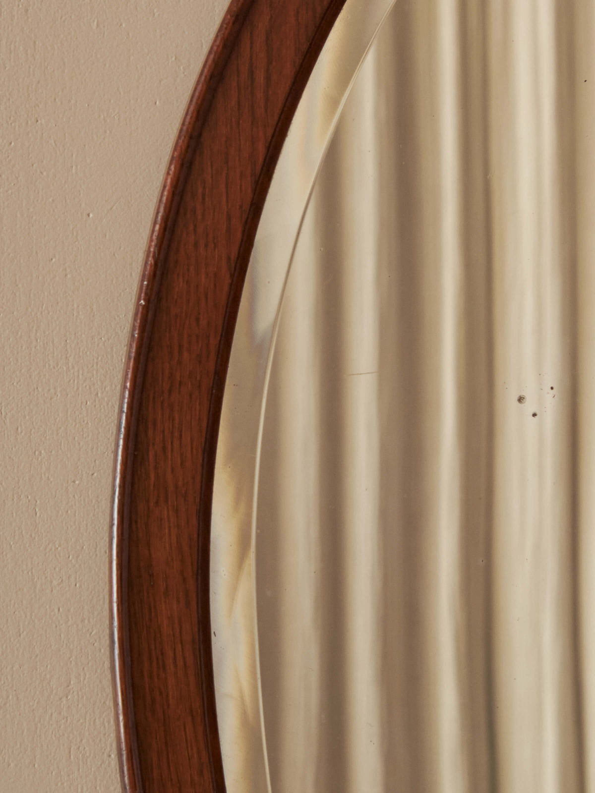 Art Deco oak oval bevelled mirror