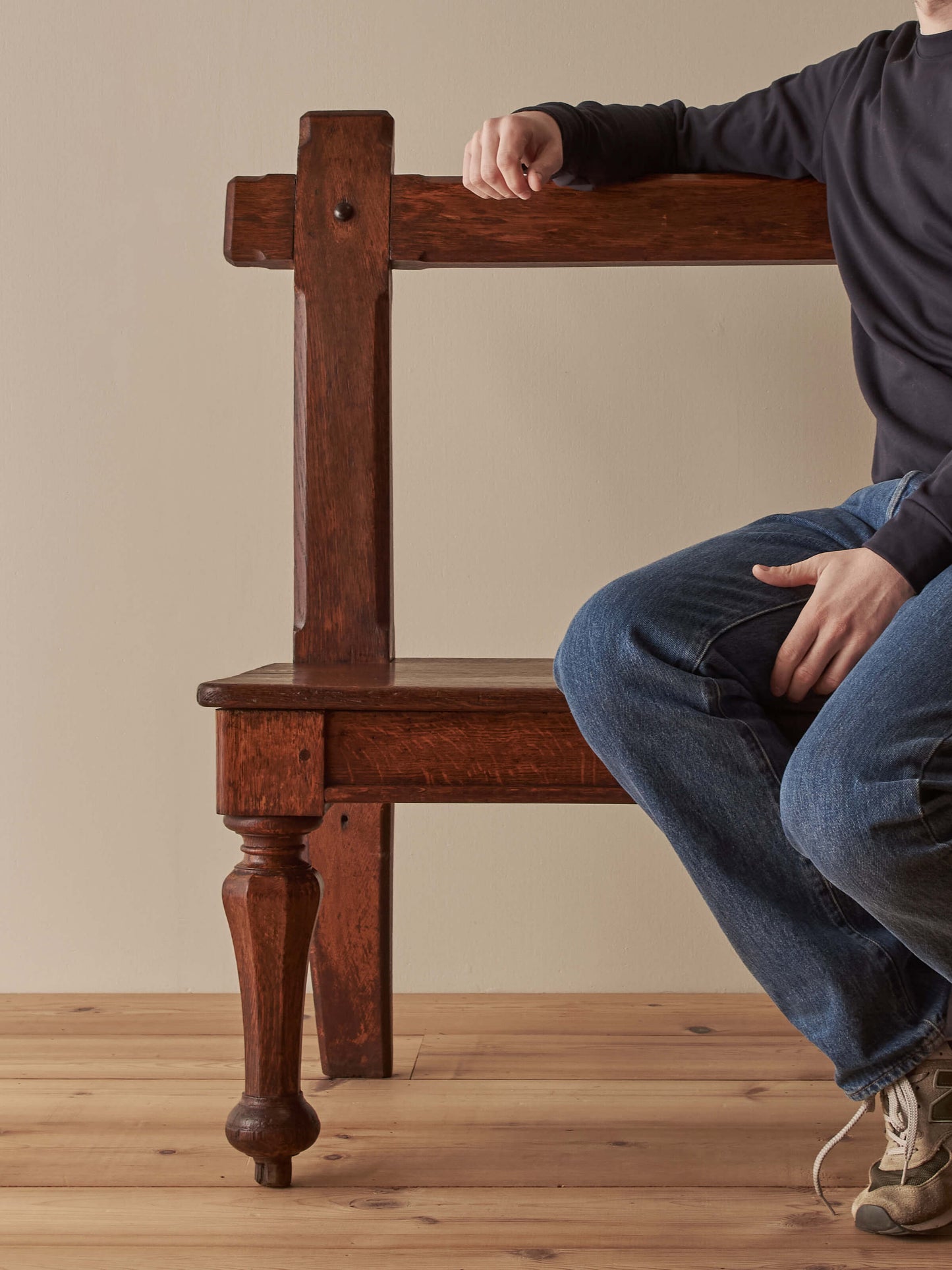 Antique oak gothic revival bench
