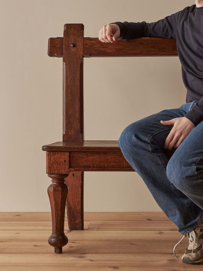 Antique oak gothic revival bench