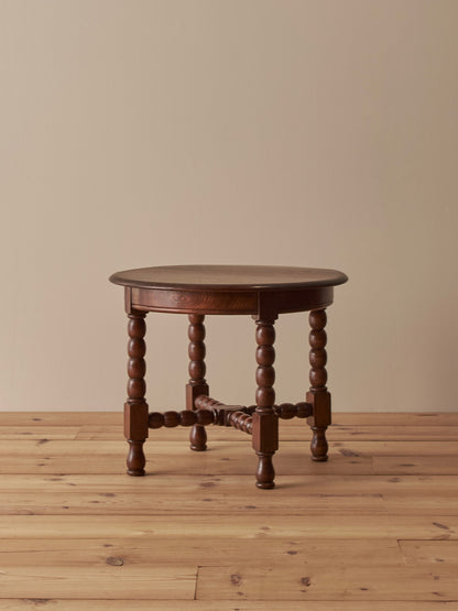 French vintage circular oak bobbin table