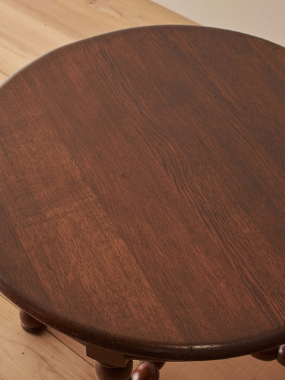 French vintage circular oak bobbin table