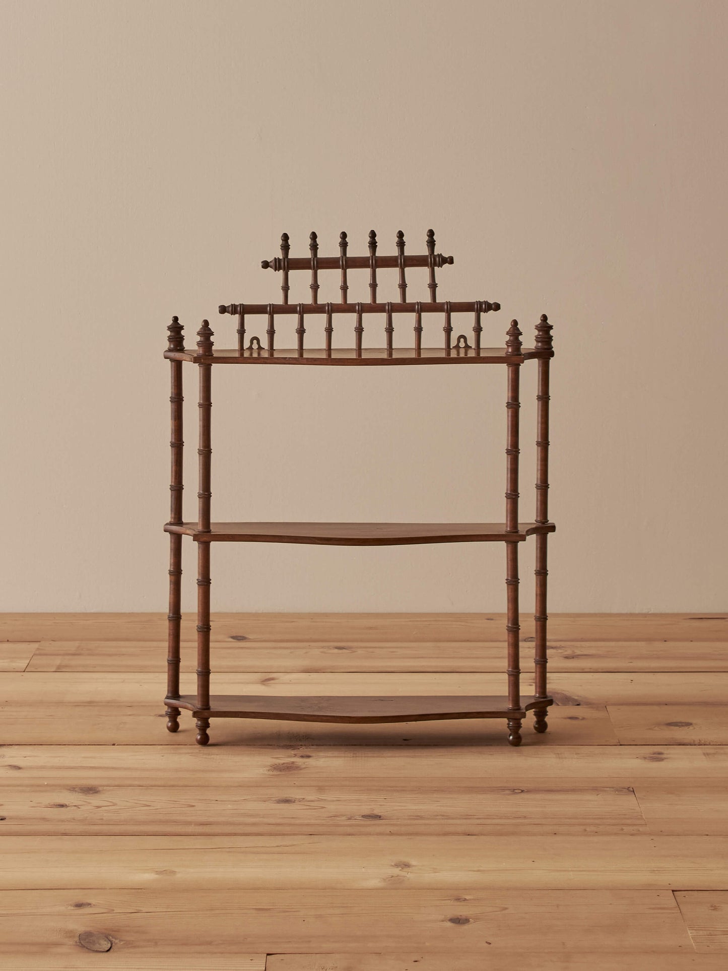 French vintage faux bamboo wall-hanging shelf